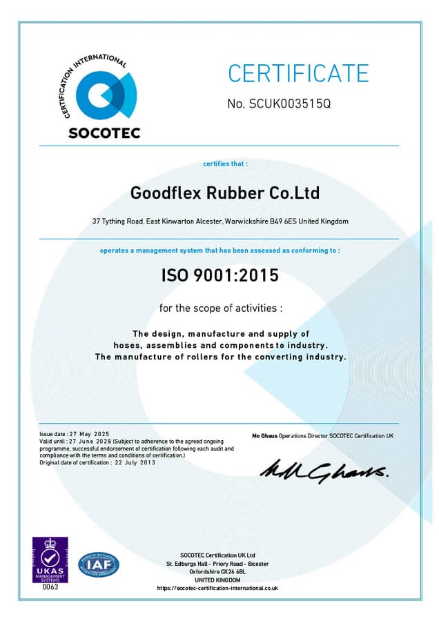Fillable Certificate.pdf ISO 9001:2015 Certified Rubber Manufacturer | Goodflex